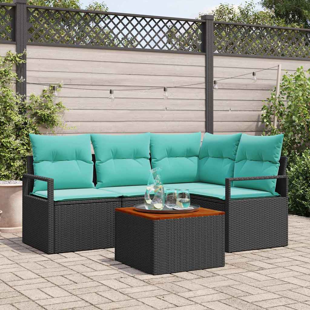 vidaXL Tuinbankenset met kussen 5 pcs Grijs poly rattan