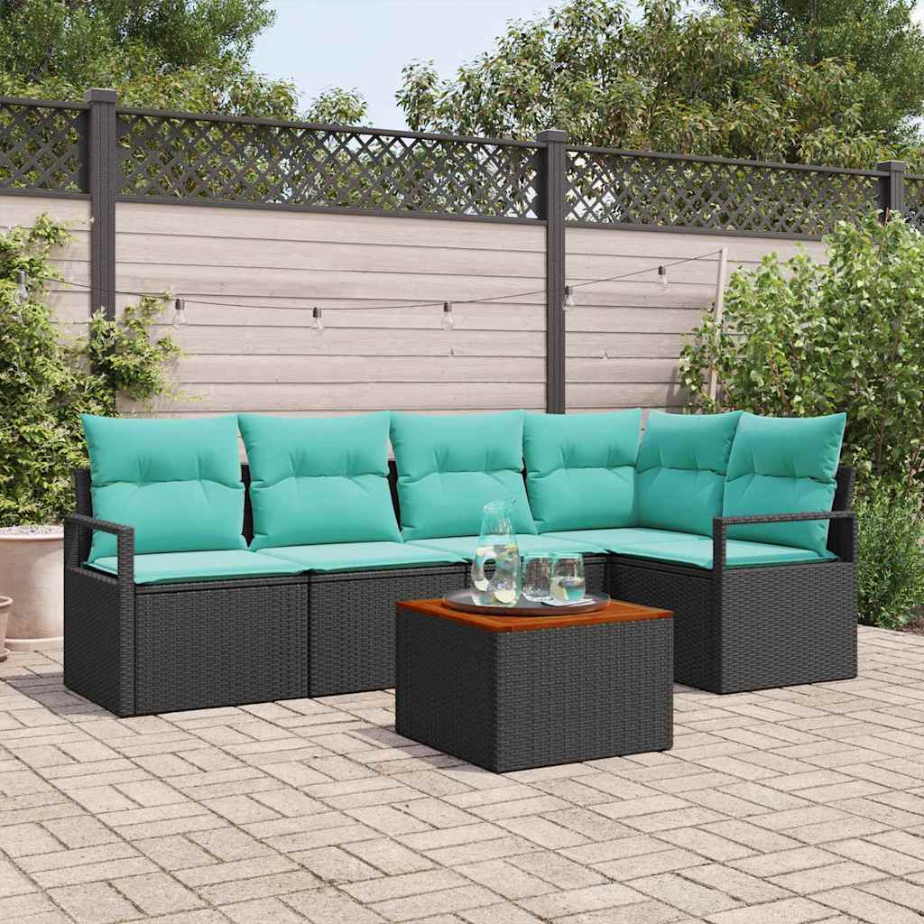 vidaXL Tuinbankenset met kussen 6 pcs Grijs poly rattan
