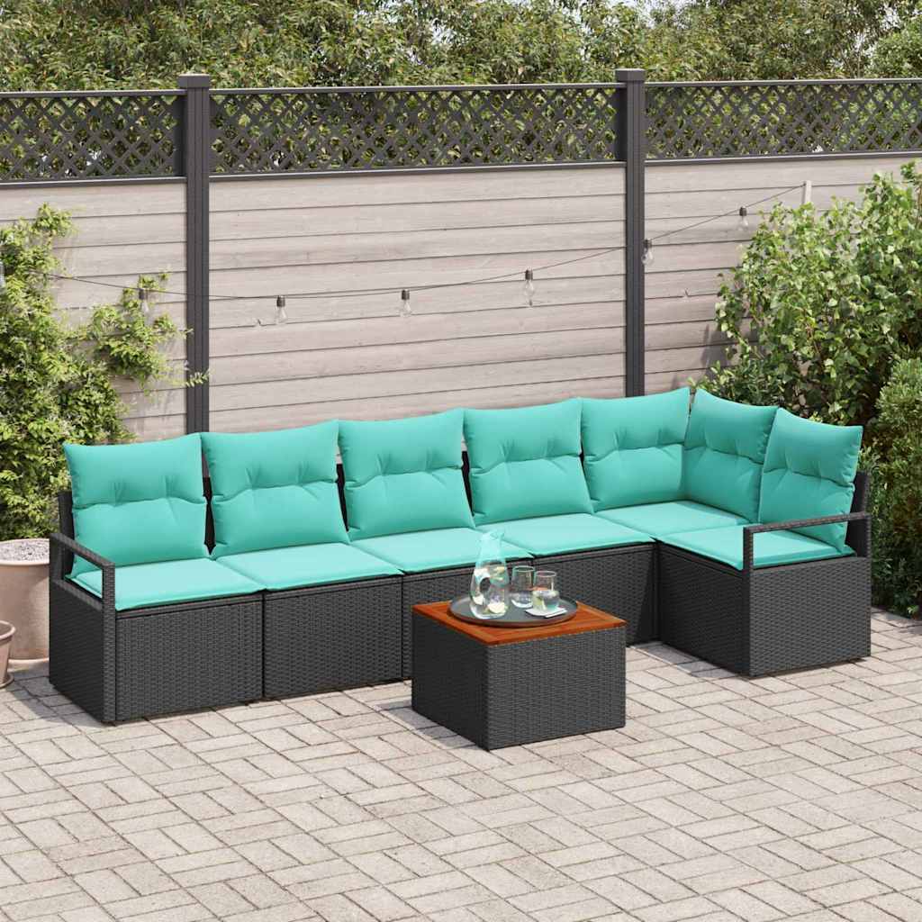 vidaXL Tuinbankenset met kussen 7 pcs Grijs poly rattan