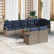 vidaXL Tuinbankenset met kussen 9 pcs Grijs poly rattan