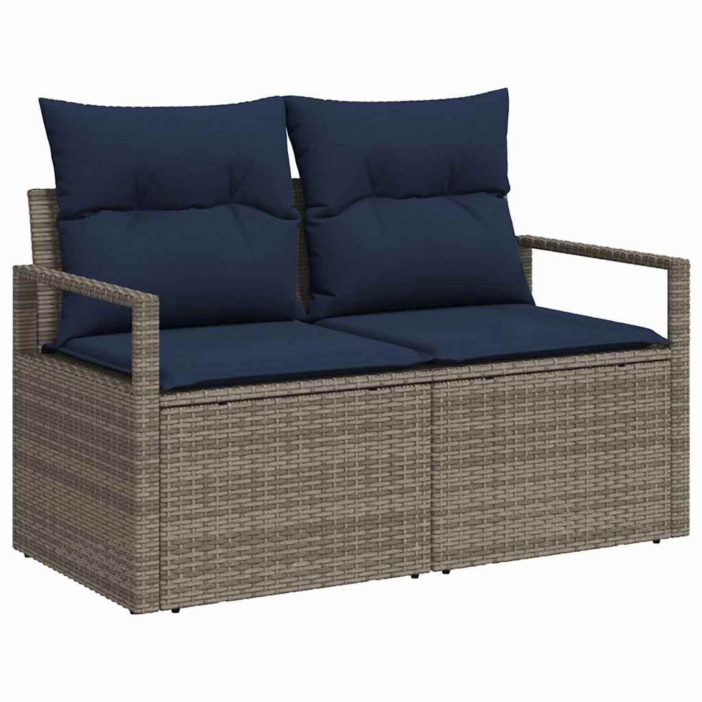 vidaXL Tuinbankenset met kussen 9 pcs Grijs poly rattan
