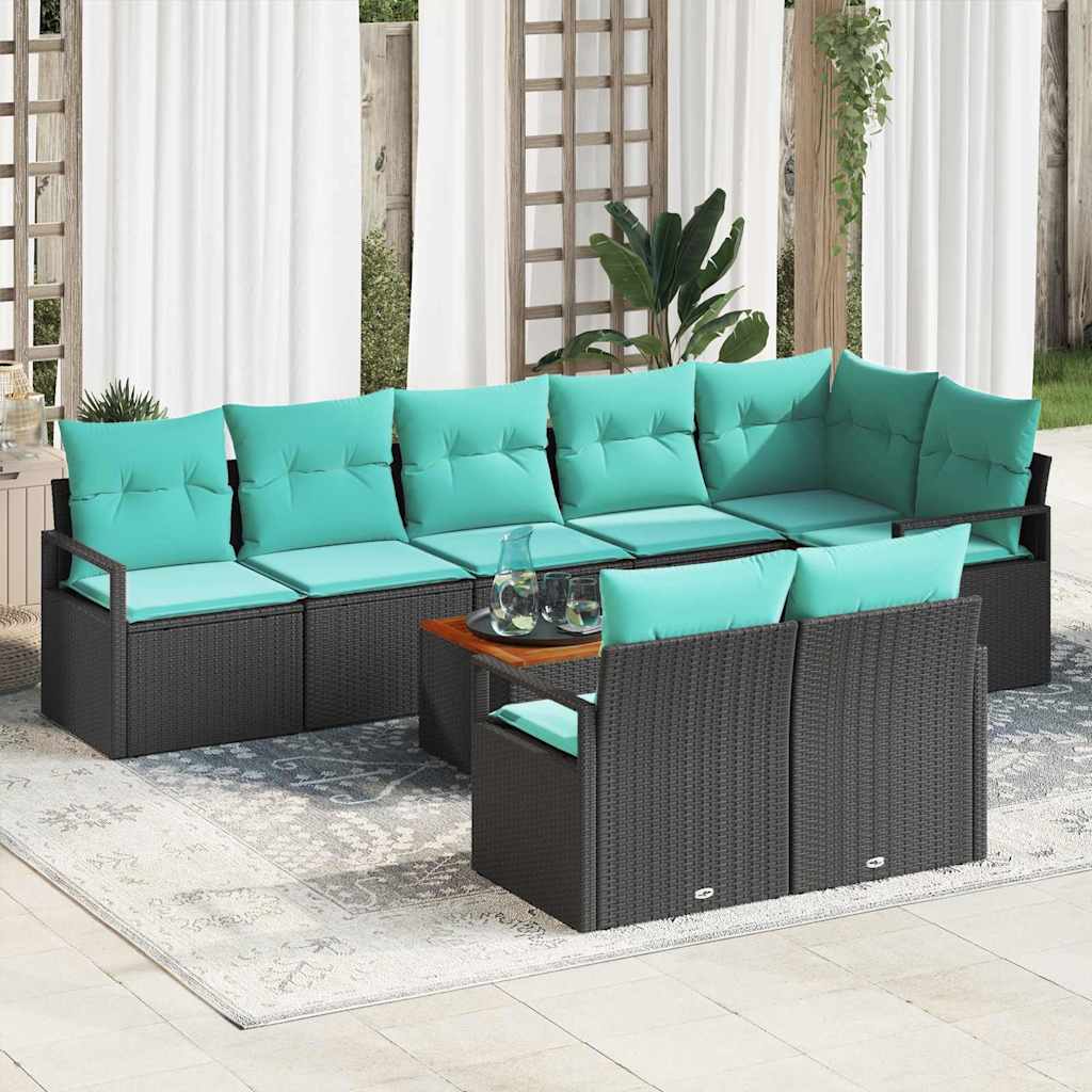 vidaXL Tuinbankenset met kussen 9 pcs Grijs poly rattan