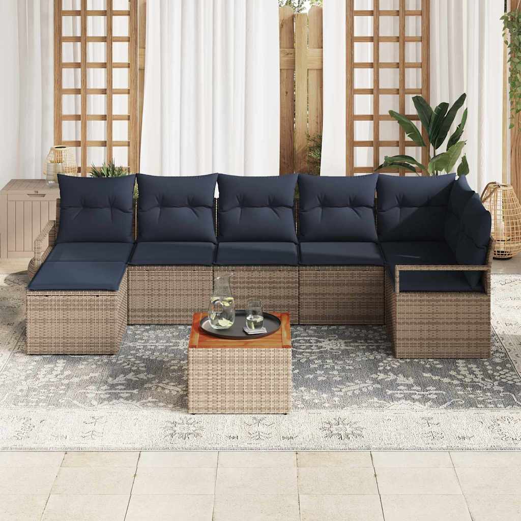 vidaXL Tuinbankenset met kussen 8 pcs Grijs poly rattan