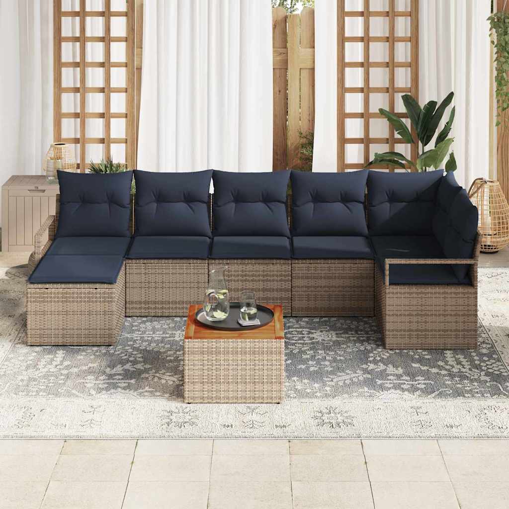 vidaXL Tuinbankenset met kussen 9 pcs Grijs poly rattan