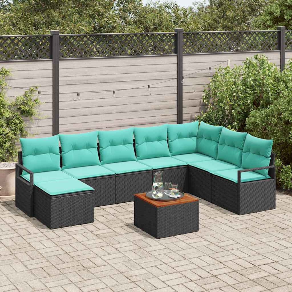 vidaXL Tuinbankenset met kussen 9 pcs Grijs poly rattan