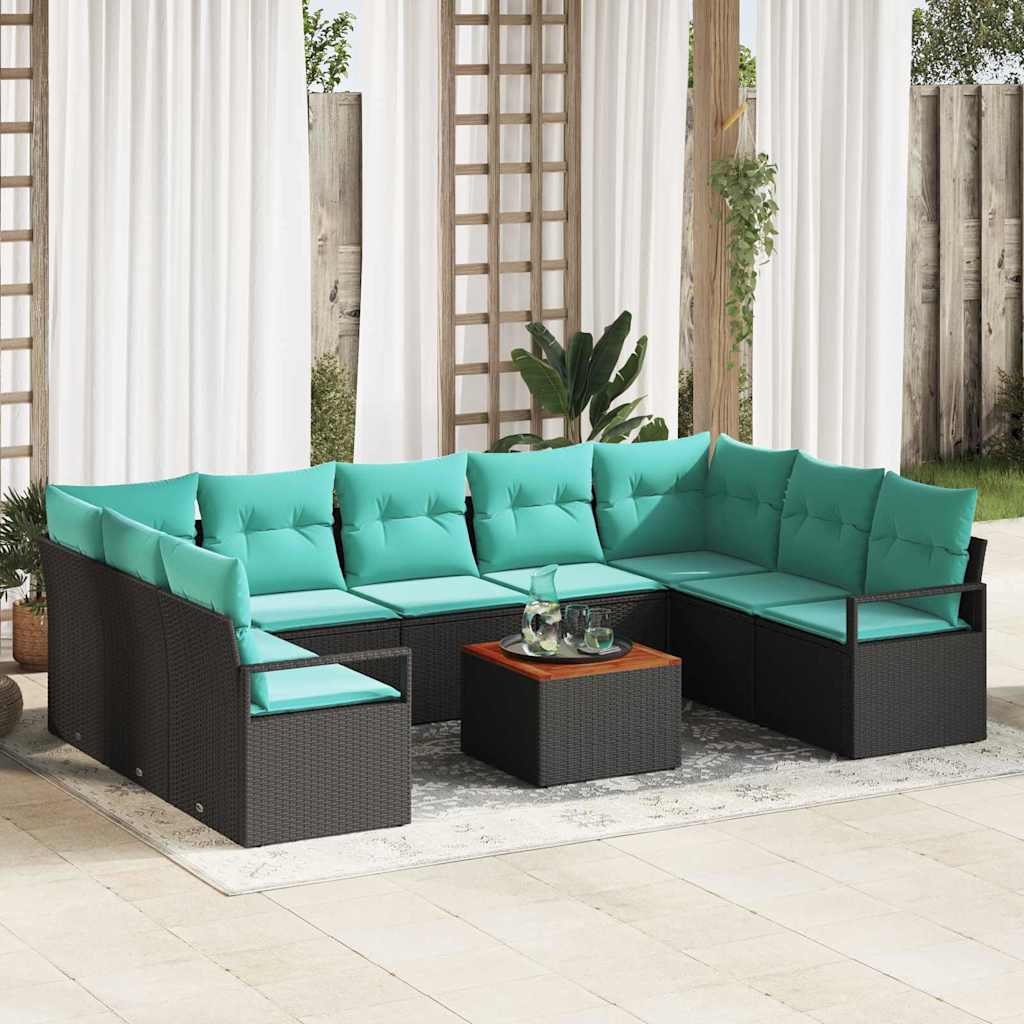 vidaXL Tuinbankenset met kussen 10 pcs Grijs poly rattan