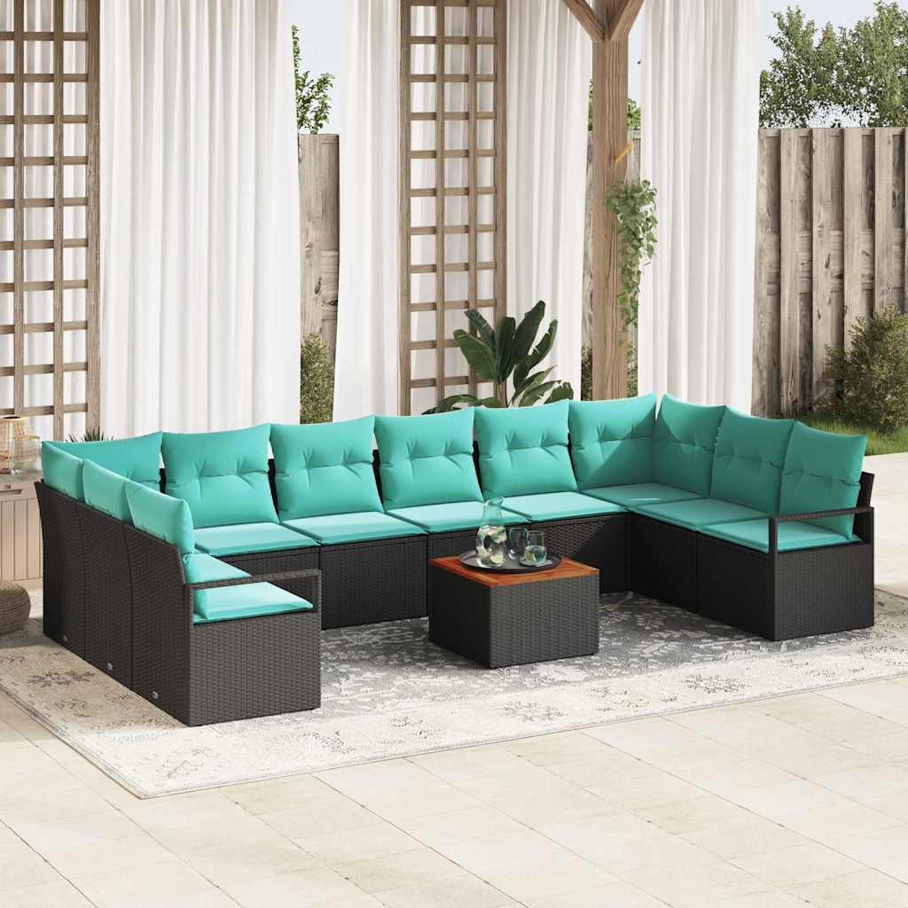 vidaXL Tuinbankenset met kussen 11 pcs Grijs poly rattan