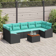 vidaXL Tuinbankenset met kussen 8 pcs Zwart poly rattan