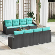 vidaXL Tuinbankenset met kussen 9 pcs Zwart poly rattan