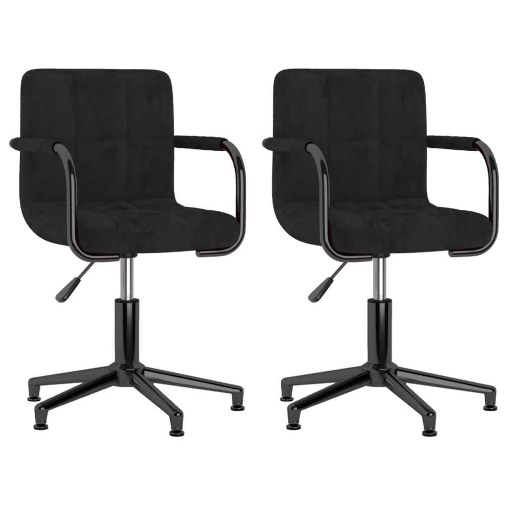 vidaXL Eetkamerstoelen draaibaar 2 st fluweel zwart