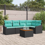 vidaXL Tuinbankenset met kussen 6 pcs Zwart poly rattan