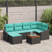 vidaXL Tuinbankenset met kussen 7 pcs Zwart poly rattan
