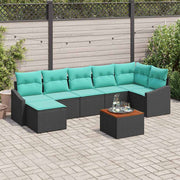 vidaXL Tuinbankenset met kussen 8 pcs Zwart poly rattan