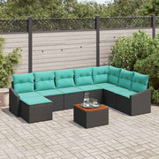 vidaXL Tuinbankenset met kussen 9 pcs Zwart poly rattan