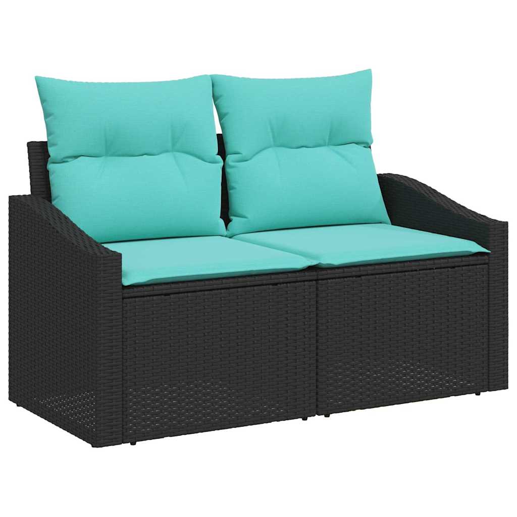 vidaXL Tuinbankenset met kussen 9 pcs Zwart poly rattan