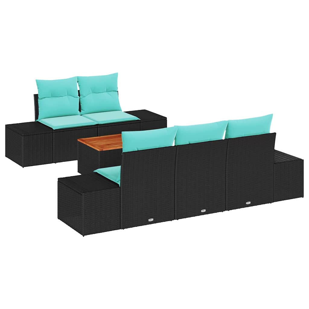 vidaXL Tuinbankenset 6 st Zwart poly rattan
