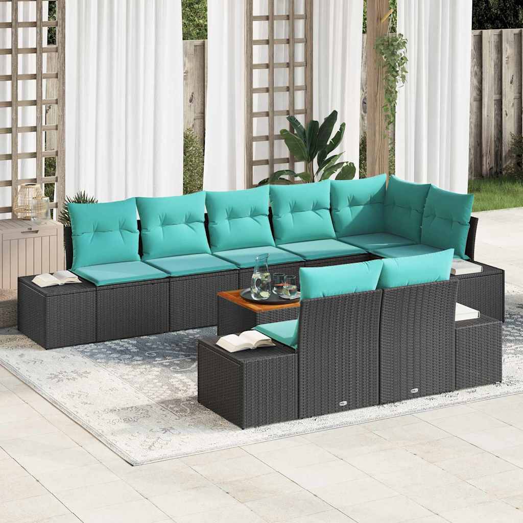 vidaXL Tuinbankenset 9 st Zwart poly rattan