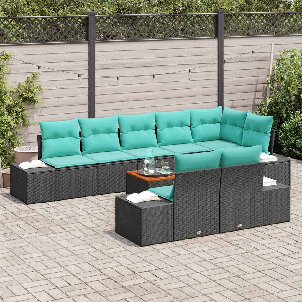 vidaXL Tuinbankenset 9 st Zwart poly rattan