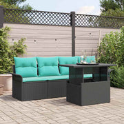 vidaXL Tuin Sofa Set met kussen 5 pcs Zwart poly rattan