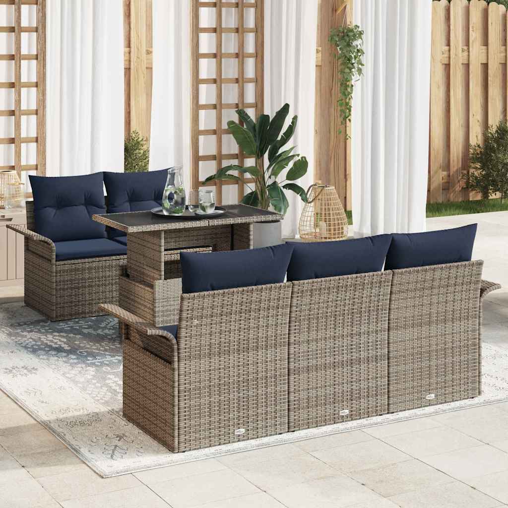 vidaXL Tuin Sofa Set met kussen 6 pcs Zwart poly rattan