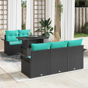 vidaXL Tuin Sofa Set met kussen 6 pcs Zwart poly rattan