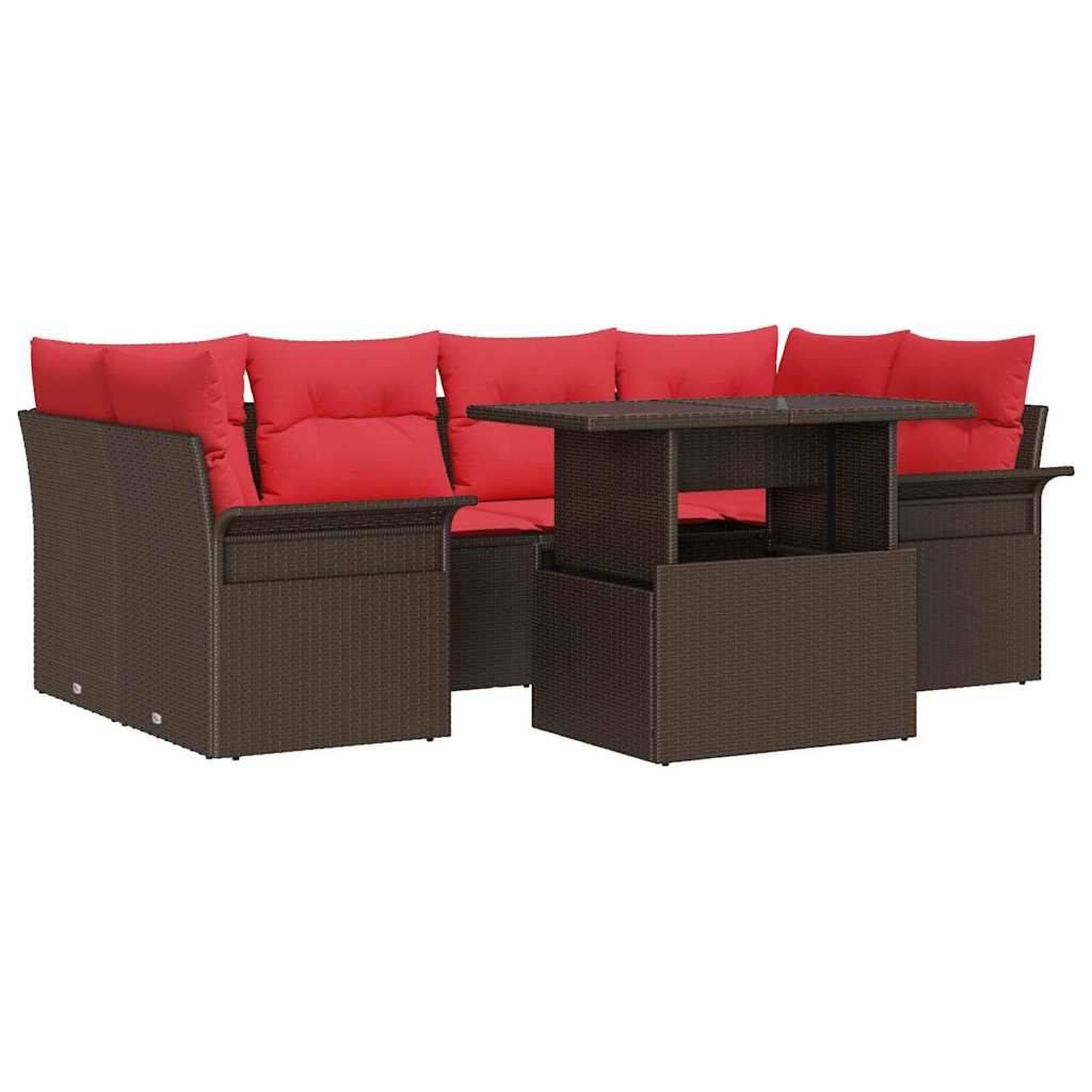 vidaXL Tuin Sofa Set met kussen 7 pcs Zwart Poly riet