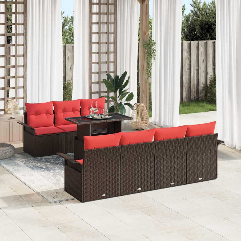 vidaXL Tuin Sofa Set met kussen 8 pcs Zwart poly rattan
