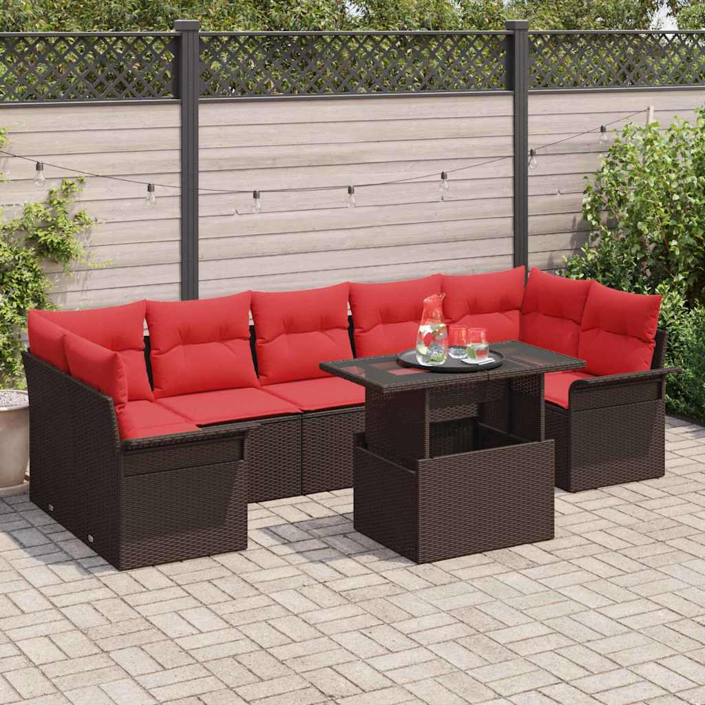 vidaXL Tuin Sofa Set met kussen 8 pcs Zwart Poly riet