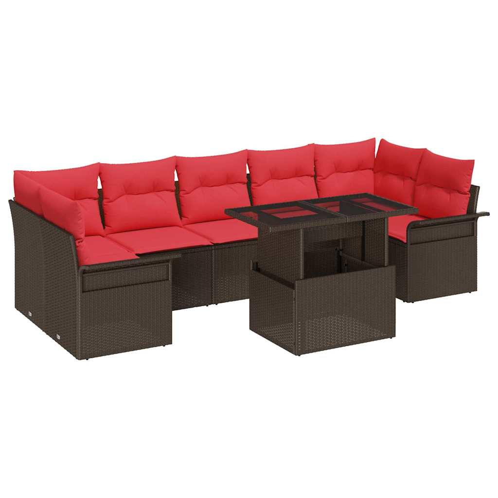 vidaXL Tuin Sofa Set met kussen 8 pcs Zwart Poly riet