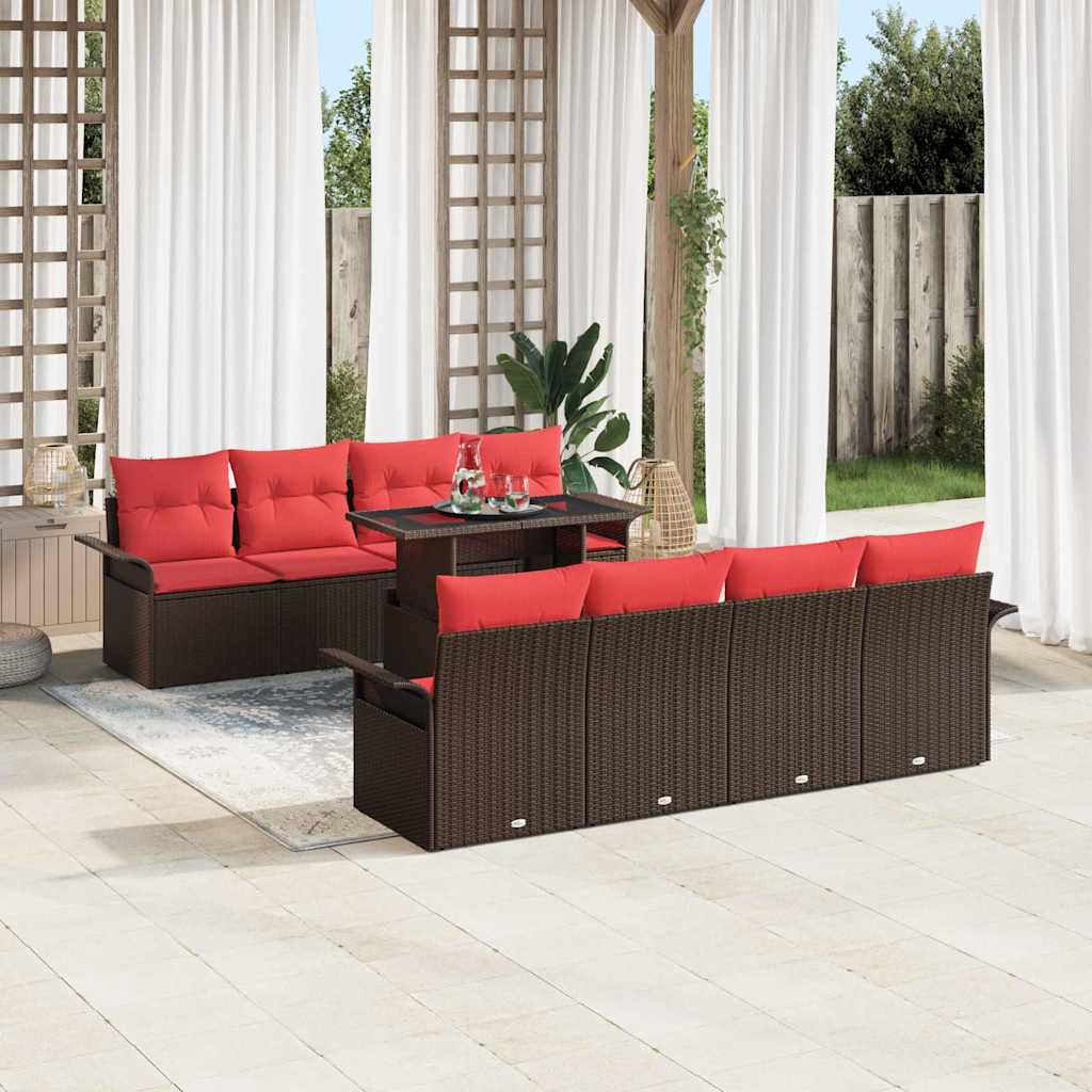 vidaXL Tuin Sofa Set met kussen 9 pcs Zwart Poly riet