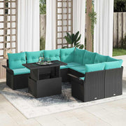 vidaXL Tuin Sofa Set met kussen 9 pcs Zwart Poly riet