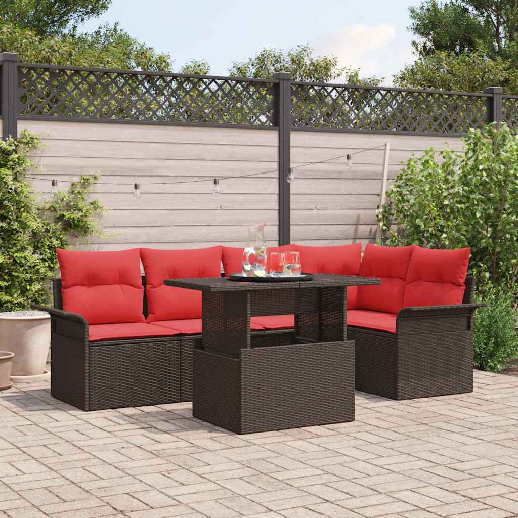 vidaXL Tuin Sofa Set met kussen 6 pcs Zwart Poly riet