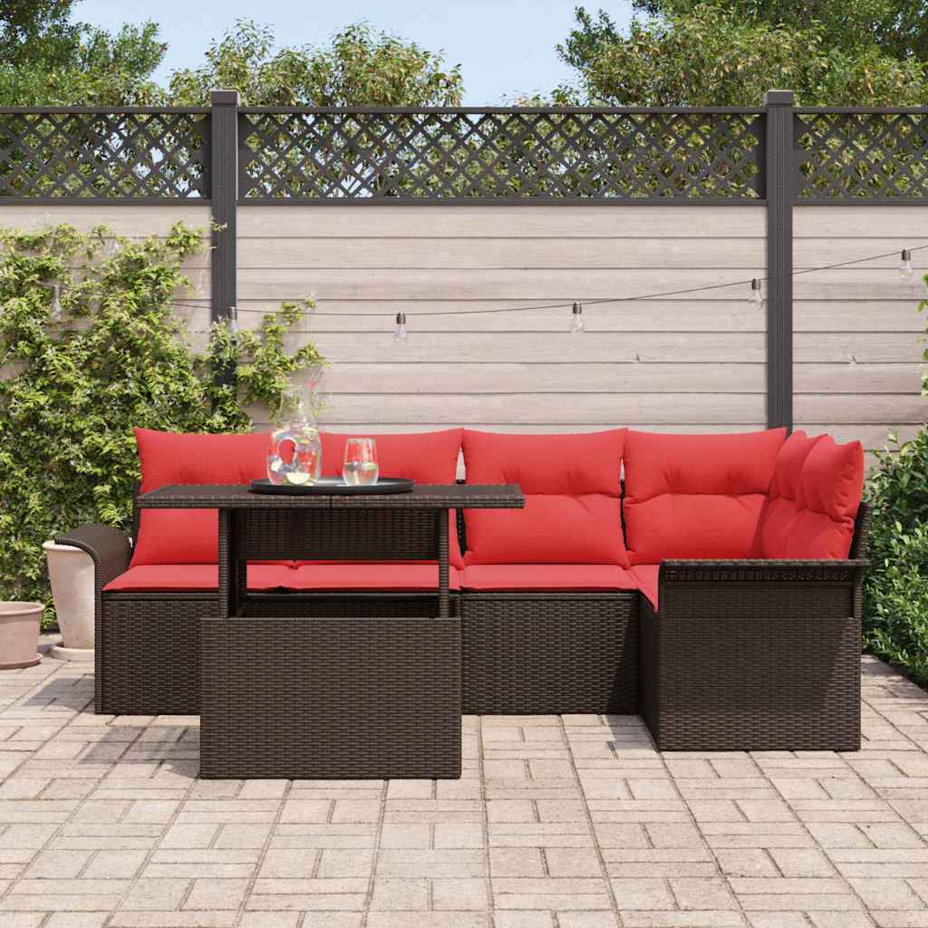 vidaXL Tuin Sofa Set met kussen 6 pcs Zwart Poly riet