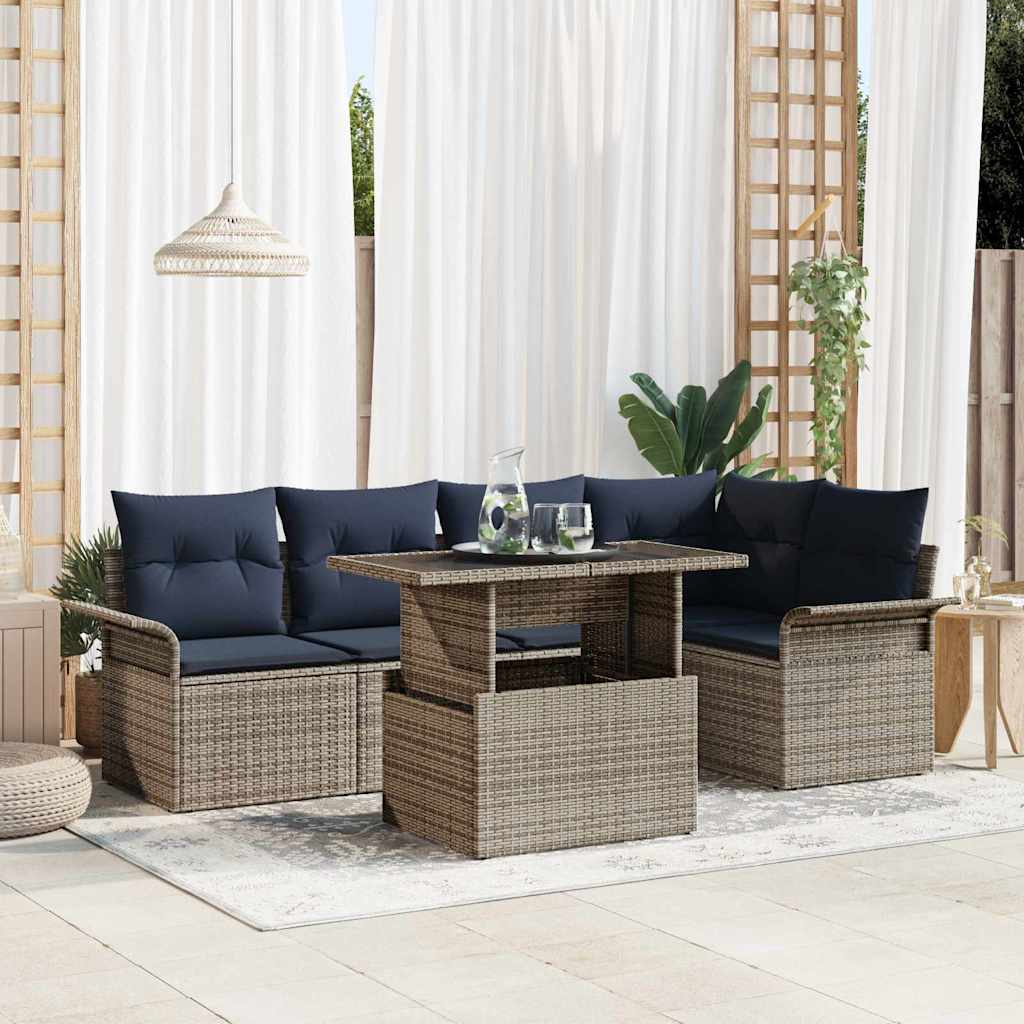 vidaXL Tuin Sofa Set met kussen 6 pcs Zwart Poly riet