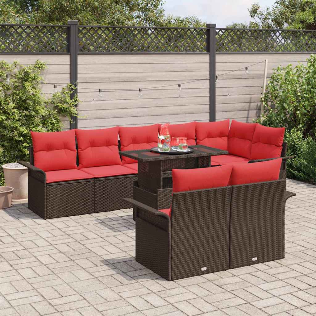 vidaXL Tuin Sofa Set met kussen 9 pcs Zwart Poly riet
