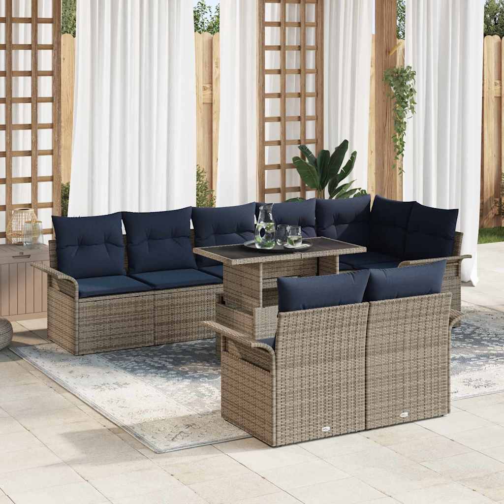 vidaXL Tuin Sofa Set met kussen 9 pcs Zwart Poly riet