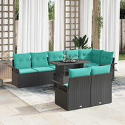 vidaXL Tuin Sofa Set met kussen 9 pcs Zwart Poly riet