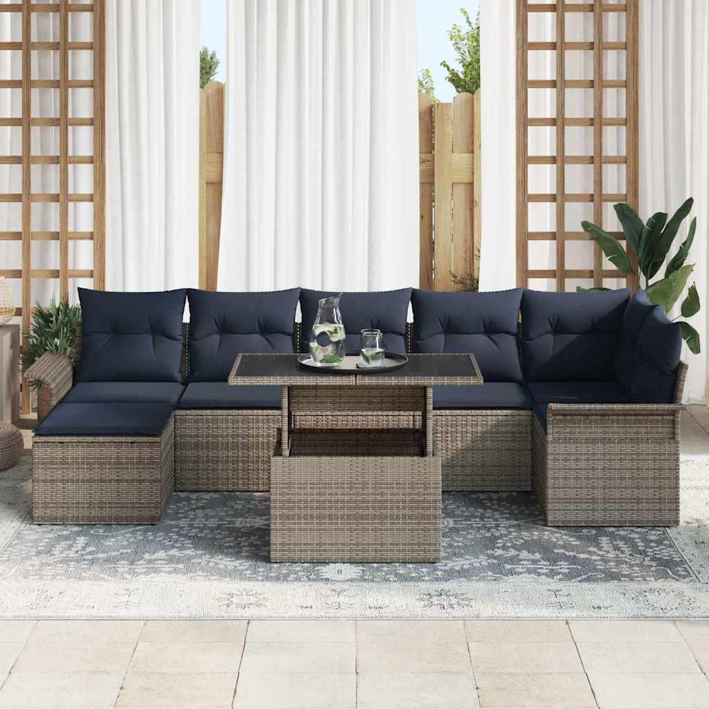 vidaXL Tuin Sofa Set met kussen 8 pcs Zwart poly rattan