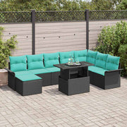 vidaXL Tuin Sofa Set met kussen 9 pcs Zwart Poly riet