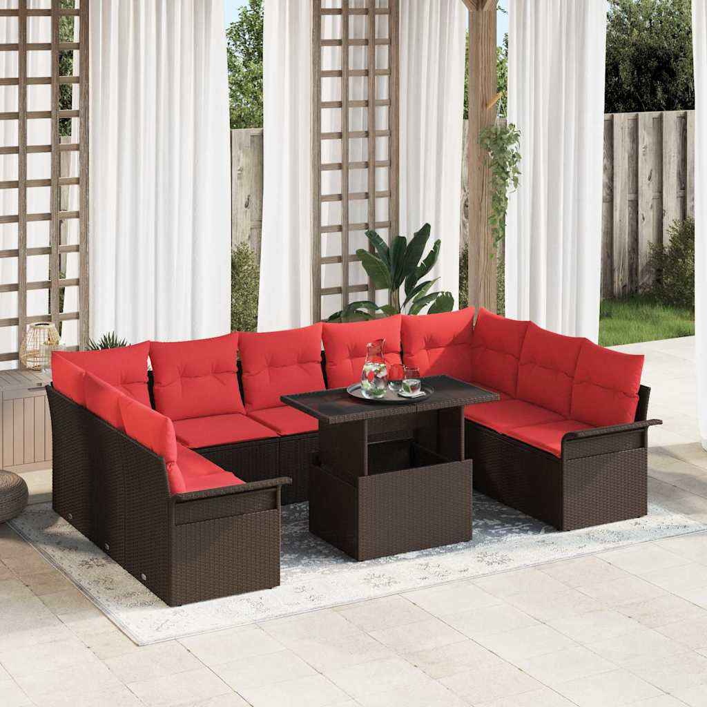 vidaXL Tuin Sofa Set met kussen 10 pcs Zwart Poly riet