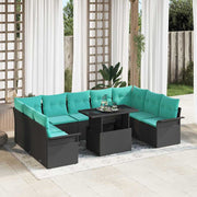 vidaXL Tuin Sofa Set met kussen 10 pcs Zwart Poly riet