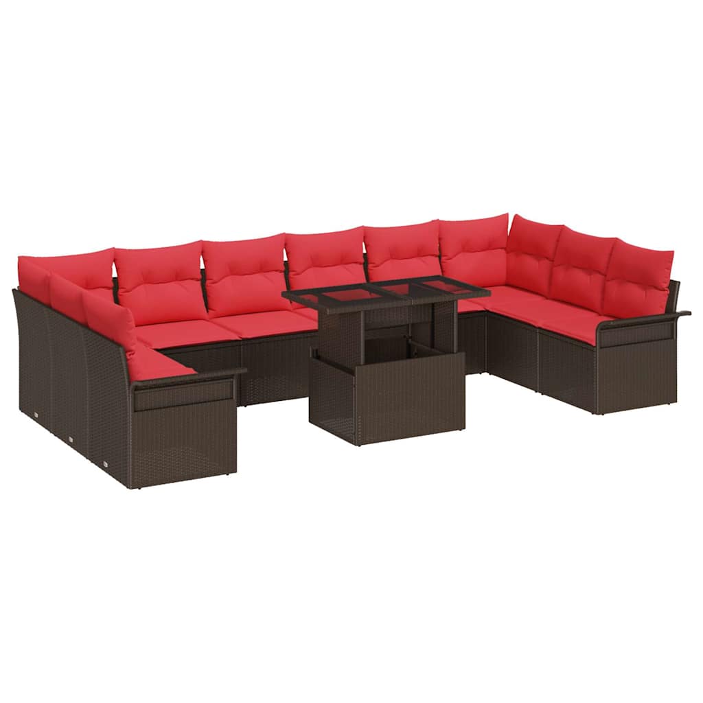vidaXL Tuin Sofa Set met kussen 11 pcs Zwart Poly riet