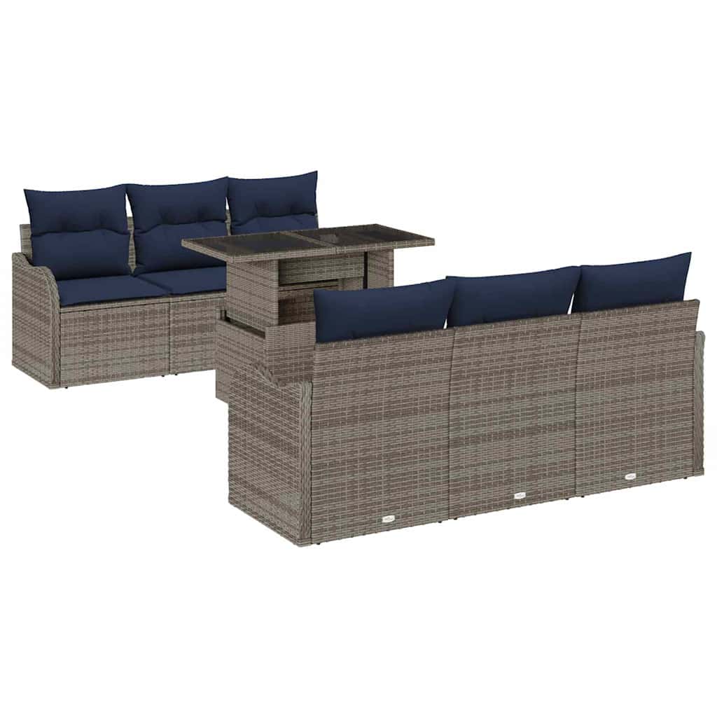 vidaXL Tuin Sofa Set 7 st Grijs poly rattan
