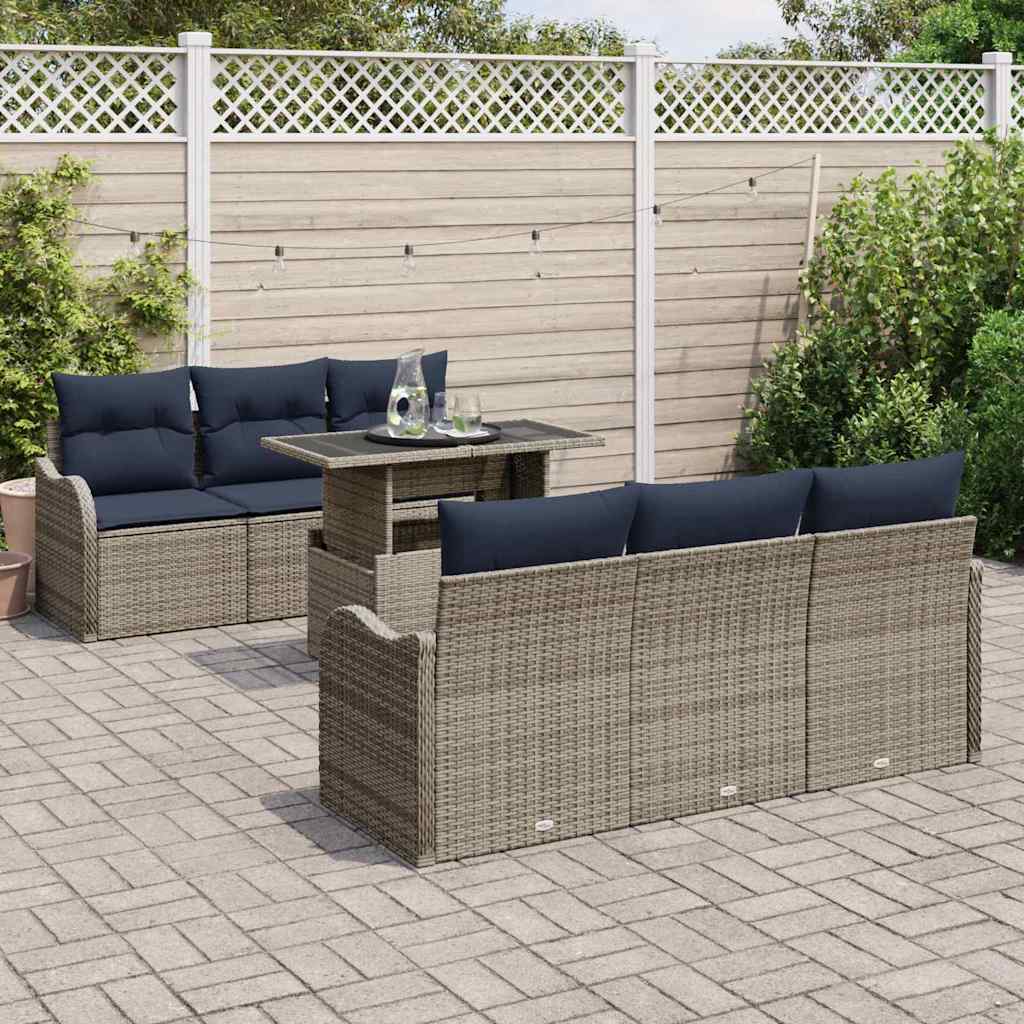 vidaXL Tuin Sofa Set 7 st Grijs poly rattan