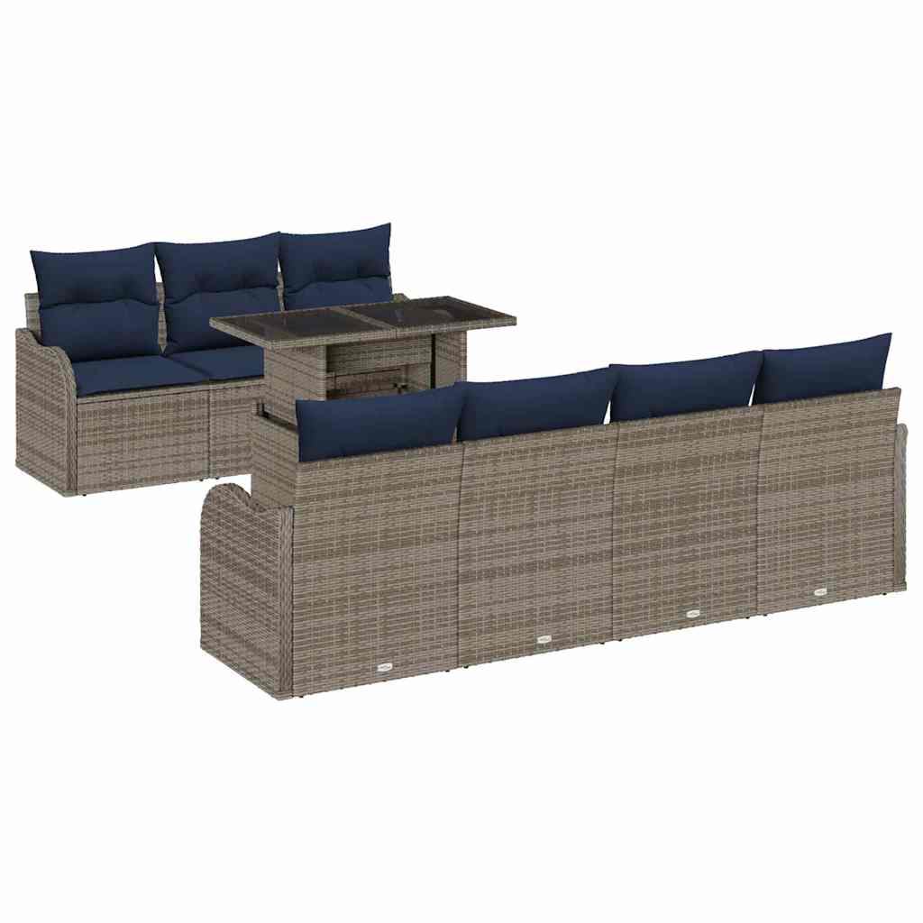 vidaXL Tuin Sofa Set 8 st Grijs poly rattan