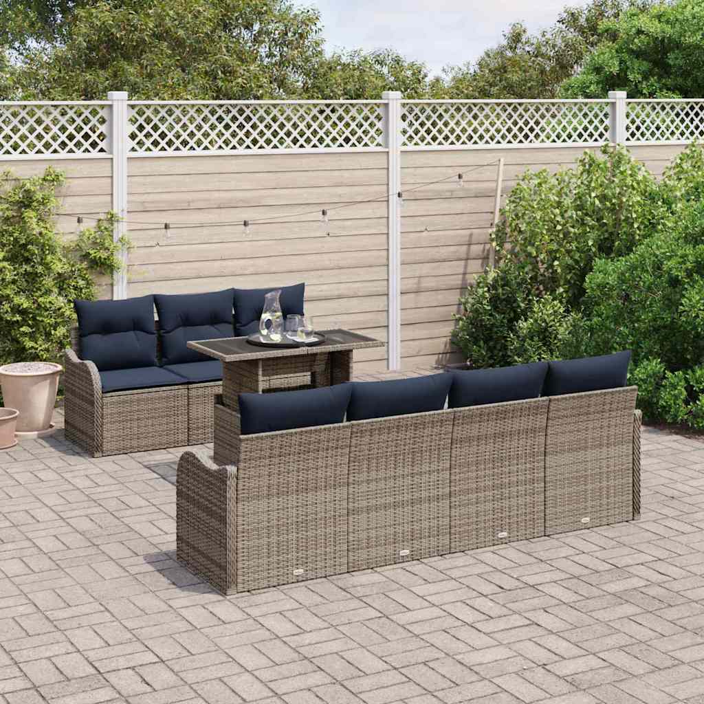 vidaXL Tuin Sofa Set 8 st Grijs poly rattan