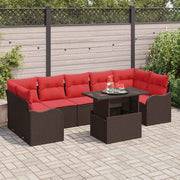 vidaXL Tuin Sofa Set met kussen 8 pcs Bruin Poly riet