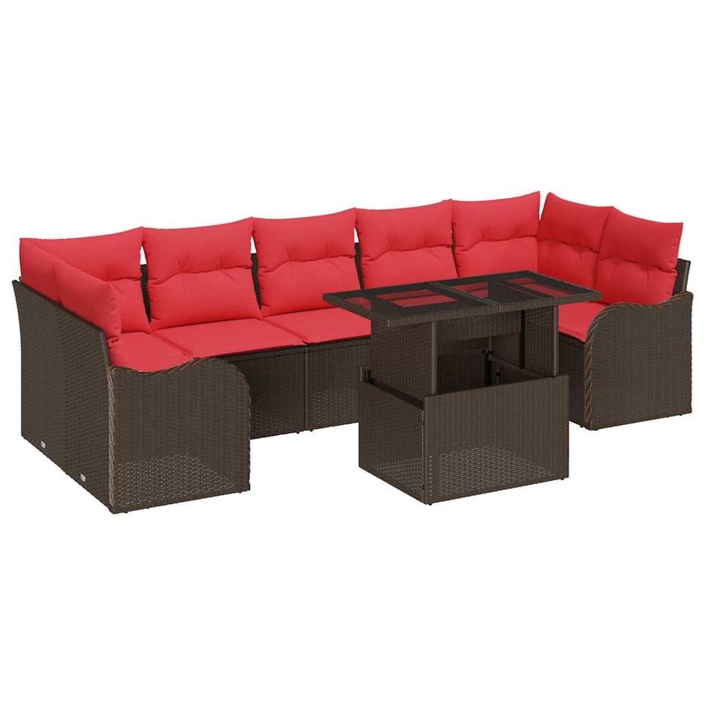 vidaXL Tuin Sofa Set met kussen 8 pcs Bruin Poly riet