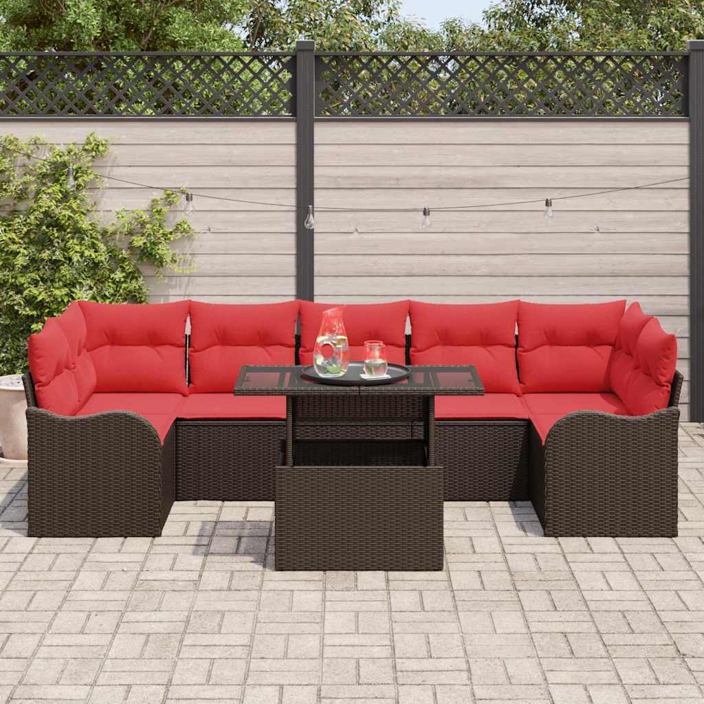 vidaXL Tuin Sofa Set met kussen 8 pcs Bruin Poly riet