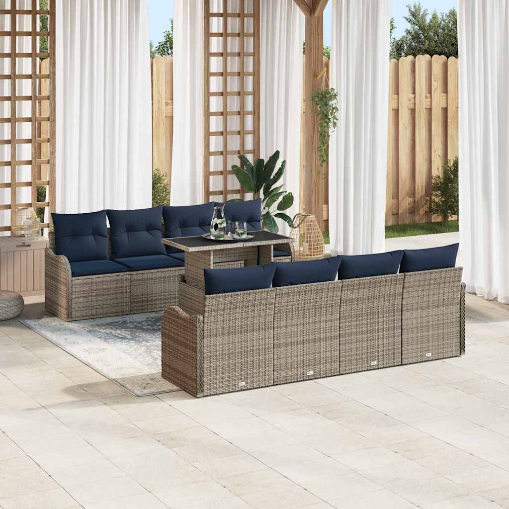 vidaXL Tuin Sofa Set 7 st Grijs poly rattan